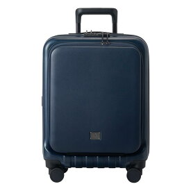 キャリーケース スーツケース MILESTO フロントポケットキャリー キャビンサイズ ストッパー付 ネイビー MLS589