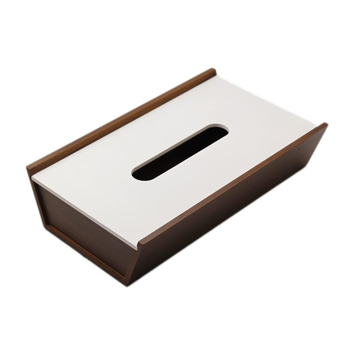 板チョコのような台形の木製ティッシュケースです！ ヤマト工芸 Feel チョコブロック ティッシュケース ホワイト YK12-002WH / ウォールナット材 表裏両面使用