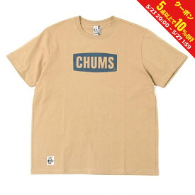 最大10％OFFクーポン 【お買い物マラソン限定】 チャムス メンズ アウトドア 半袖Tシャツ チャムスロゴTシャツ CH01-2277 B083 : ベージュ×ネイビー CHUMS