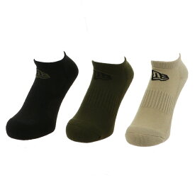 最大10％OFFクーポン 【6/1 0:00〜23:59】 ニューエラ ソックス SOCKS SHORT 3PAIRS MIL 12674025 3足セット 3足組 靴下 ： ブラック×カーキ NEW ERA