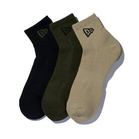 購入金額に応じて最大ポイント15倍 【4/25 23:00〜23:59 限定！】 ニューエラ ソックス SOCKS ANKLE 3PAIRS MIL 12674030 3足組 靴下 : ブラック×カーキ NEW ERA