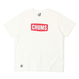チャムス メンズ アウトドア 半袖Tシャツ チャムスロゴTシャツ CH01-2277 W014 : ホワイト×レッド CHUMS
