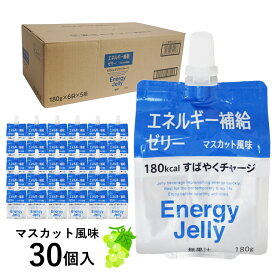 最大10％OFFクーポン Energy Jelly エネルギーゼリー マスカット風味 1箱30個入り (180g×6袋×5) ビタミン各種配合 暑さ対策 熱中症対策 補給食 ゼリー