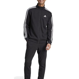 最大10％OFFクーポン 【3/4〜3/11】 アディダス メンズ ジャージ 上下セット ベーシック スリーストライプス フリース トラックスーツ DTU71 IJ6067 スポーツウェア ： ブラック adidas 1122ad