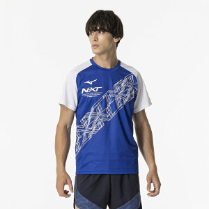 最大10%OFFクーポン 【10/30】 ミズノ メンズ 陸上/ランニング 長袖Tシャツ NXTプラクティスシャツ(半袖) U2MAB01525 : ブルー MIZUNO