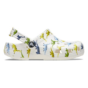 4/1���聚���I�ōő�100��P�o�b�N �N���b�N�X Kids Classic Character Print Clog �L�b�Y �v�����g �N���b�O 209695 9DH �W���j�A �q�� �N���b�O�T���_�� : �z���C�g×�O���[�� crocs