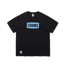 最大10％OFFクーポン 【5/30 0:00〜23:59】 2024春夏 チャムス メンズ アウトドア 半袖Tシャツ チャムスロゴTシャツ CHUMS Logo T-Shirt CH01-2277 K065 : ブラック×ブルー CHUMS