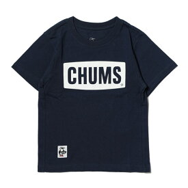 2024春夏 チャムス ジュニア 子供 アウトドア 半袖Tシャツ キッズチャムスロゴTシャツ CH21-1280 N034 : ネイビー×ホワイト CHUMS