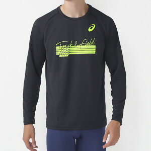 アシックス メンズ 陸上/ランニング 長袖Tシャツ MEN GRAPHIC LONG SLEEVE TOP 2091A717 : ブラック asics