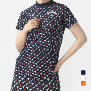 ルコックスポルティフ ゴルフ レディース ゴルフウェア 半袖シャツ 春 夏 【ストレッチフォーサー】エッフェル柄モックネックシャツ (QGWXJA05) le coq sportif GOLF