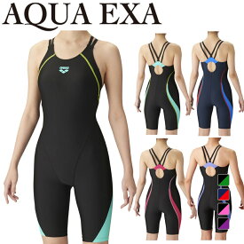 最大10％OFFクーポン 【7/30〜8/1】 アリーナ レディス 水泳 フィットネス水着 【アクアエクサ】フィットネスワンピーススパッツ オープンバック ハーフレッグ ぴったりパッド AQUAEXA LAR-4203W arena