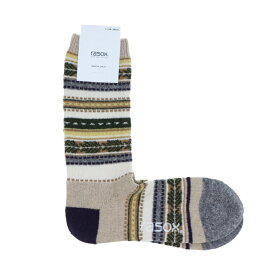 ラソックス トレッキング ソックス ジャカードウール・クルー CA132CR04 237 : イエロー×ベージュ rasox