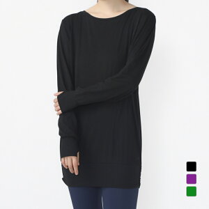 最大10%OFFクーポン 【10/30】 ティゴラ レディース 長袖 Tシャツ フィットネス チュニック丈裾ギャザー長袖Tシャツ TR-3F2894TL スポーツウェア ヨガウェア TIGORA