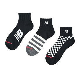 1/25限定★抽選で最大100％Pバック ニューバランス ソックス 靴下 ミッドレングス3Pソックス LAS55637 AS8 ： ブラック×グレー New Balance