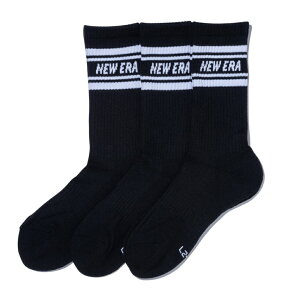 3/25���聚���I�ōő�100��P�o�b�N �j���[�G�� �\�b�N�X �C�� SOCKS CREW 3PAIRS LINE BLK 25J 14518182 BLK �F �u���b�N NEW ERA