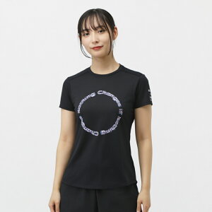 ティゴラ レディス ランニング 半袖Tシャツ ランニング レディース半袖Tシャツ サークルロゴグラフィック TR-3R2245TS : ブラック TIGORA