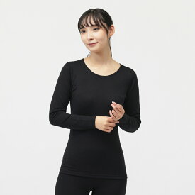 12/5限定★抽選で最大100％Pバック ティゴラ iHEAT アイヒート メリノウール 吸湿発熱 レディース 長袖インナーシャツ ウールインナー レディース Uネック長袖インナー TR-9CA2685TL ： ブラック TIGORA