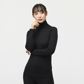 12/5限定★抽選で最大100％Pバック ティゴラ iHEAT アイヒート メリノウール 吸湿発熱 レディース 長袖インナーシャツ ウールインナー レディース タートルネック長袖インナー TR-9CA2705TL ： ブラック TIGORA
