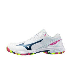 ミズノ ウエーブクロー4 71GA264302 メンズ レディス バドミントン シューズ 3E : ホワイト×ペールブルー MIZUNO