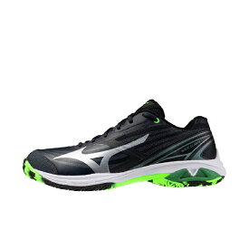 ミズノ ウエーブクロー4 ワイド 71GA264403 メンズ レディス バドミントン シューズ 4E : ブラック×グリーン MIZUNO