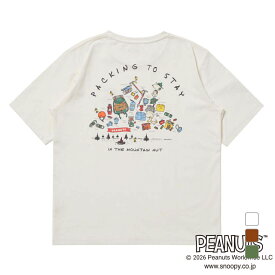 2026春夏 ピーナッツ スヌーピー レディース アウトドアカジュアル 半袖Tシャツ グラフィック半袖Tピーナッツパッキングリスト TRPN-9D2246TS PEANUTS SNOOPY