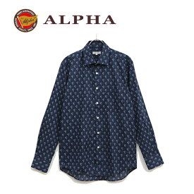 ギフト　日本製《送料無料》1897年創業アルファー【ALPHA】綿100%メンズ・長袖シャツ 日本製 洗濯可