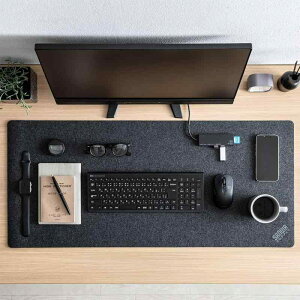 サンワダイレクト フェルトデスクマット 奥行40cm ブラック 天然ゴム使用 布製マット 200-MPD030_031