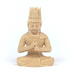 栗田こだわり仏像 【如来】 大日如来(金剛界)座像2.0寸 本体のみ(総高8.5cm、幅6cm、奥行き5cm) 桧木製高級木彫り 5564