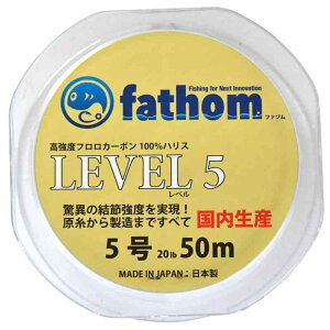 ファゾム(fathom) 国産フロロカーボン ハリス ショックリーダー 5号 20lb 50m LEVEL 5 釣糸 磯釣り 船釣り