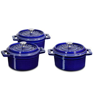�X�g�E�u �L���X�g�A�C�A�� �~�j���E���h�R�R�b�g3�_�Z�b�g Staub Cast-Iron Mini Round Cocotte Set, 1/4-Qt.
