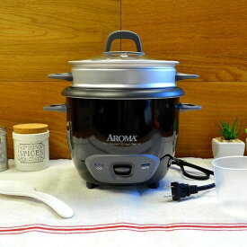 アロマ 6カップ 炊飯器 フードスチーマー ブラック 黒 Aroma ARC-743-1NGB Rice Cooker and Food Steamer Black 家電