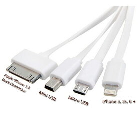 USBケーブル iPhone,iPad,iPod各種対応 Gembonics Premium 4 in 1 Multi Usb Charger Adapter Charging Cable Connector And Micro USB for iPhone 6 Plus 5 5S 5C iPad 4th Gen Air Mini iPod touch 5th 7th Gen Samsung Galaxy S4 and More