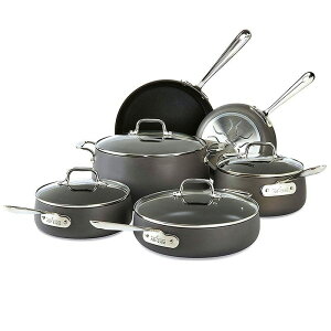 �I�[���N���b�h �t���C�p�� �� 10�_�Z�b�g PFOA�t���[ All-Clad E785SC64 HA1 Hard Anodized Nonstick Dishwasher Safe PFOA Free Cookware Set, 10-Piece. Black