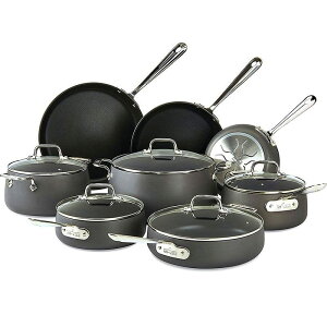 �I�[���N���b�h �t���C�p�� �� 13�_�Z�b�g PFOA�t���[ All-Clad E785SB64 HA1 Hard Anodized Nonstick Dishwasher Safe PFOA Free Cookware Set, 13-Piece, Black