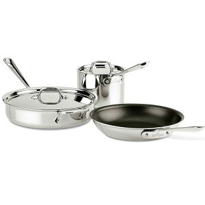 �I�[���N���b�h Tri-Ply �X�e�����X �t���C�p�� �� 5�_�Z�b�g PFOA�t���[ All-Clad 400105 NS R2-R Stainless Steel Tri-Ply Bonded Dishwasher Safe PFOA-free Non-Stick Fry 5-Piece Cookware Set, 10-Inch, Silver