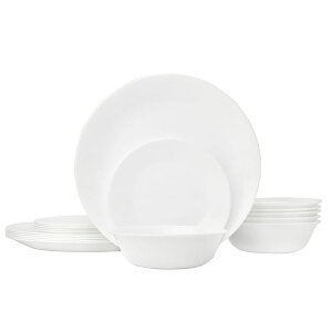 R[ rOEFA EB^[tXgzCg 6g 18_Zbg Corelle Livingware 18-Piece Glass Dinnerware Set, Winter Frost White, Service for 6