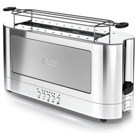 ラッセルホブス ポップアップトースター 2枚焼 ステンレス Russell Hobbs 2-Slice Glass Accent Long Toaster, Silver & Stainless Steel, TRL9300GYR 家電