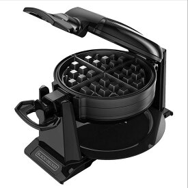 家庭用 ブラック・アンド・デッカー フリップ式 両面ワッフルメーカー ラウンド型 丸型 ブラック BLACK+DECKER Rotating Waffle Maker, Black, WMD200B 家電