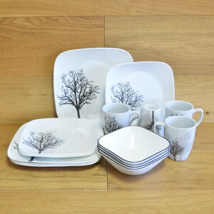 fBi[EFA XNGA M v[g 4lp 16_Zbg R[ Corelle Square 16-Piece Dinnerware Set, Timber Shadows, Service for 4