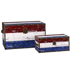 gN gR[ ؐ Xg[W {bNX  2Zbg Household Essentials 2 Piece Decorative Storage Trunk Set