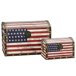 gN AJ ^J Xg[W {bNX  2Zbg Household Essentials 2 Piece American Flag Design Trunk Set