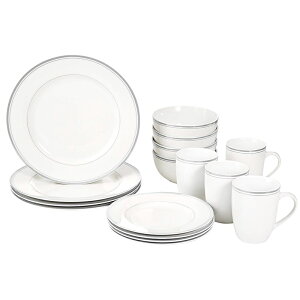 HZbg 4lp 16_ C 16-Piece Cafe Stripe Dinnerware Set, Service for 4