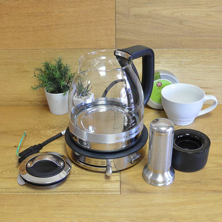 楽天市場】電気ケトル キッチンエイド ガラス ステンレス 茶こしつき 