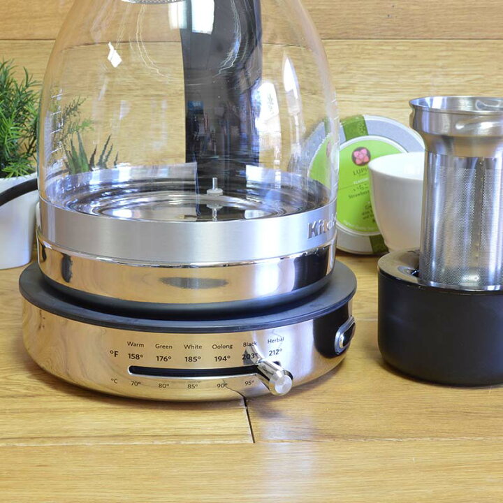 楽天市場】電気ケトル キッチンエイド ガラス ステンレス 茶こしつき 