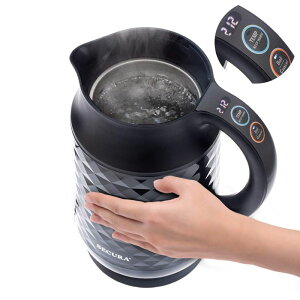 触っても熱くない 温度調節可能 電気ケトル 二重構造 1.7L ブラック Secura Cool Touch Precise Temperature Control 1.8Qt (7 Cups) Electric Water Kettle (Black) | 1500W Strix Controls | Float Valve Technology | Quick Boil | 8 Pre-sets
