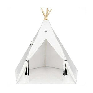 qǂp eg  ɂ ~j  閧n CeA 1.8m Nature's Blossom Kids Teepee Tent 6 Feet Tipi with Floor, Five Poles, Window Carrying Bag. Foldable Playhouse for Indoor or Outdoor Play. Off-White, X-Large