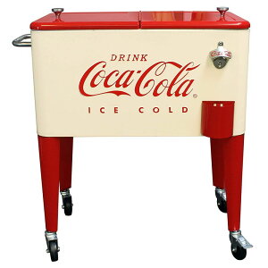 RJR[ J[g^ N[[{bNX 57L LX^[ 𔲂t N[ g Leigh Country CP 98111 Cream and Red 60 Qt. Coca-Cola Rolling Cooler, Cream & Red