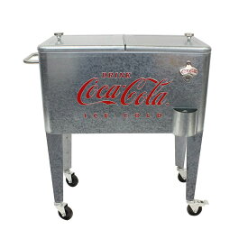 コカコーラ カート型 クーラーボックス 57L キャスター 栓抜き付 シルバー レトロ Leigh Country CP 98104 Galvanized Coca-Cola Rolling Cooler, 60 Quart Silver