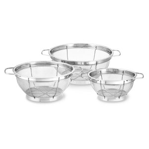 �X�e�����X�� ���� �X�g���[�i�[ 3�_�Z�b�g �E�C���A���Y�E�\�m�}���� Stainless-Steel 3-Piece Mesh Colander Set