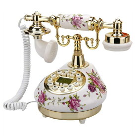 電話 プッシュ式 アンティーク ビンテージ ローズ バラ セラミック TelPal Retro Vintage Antique Telephone Old Fashioned with Push Button dial for Home Decor